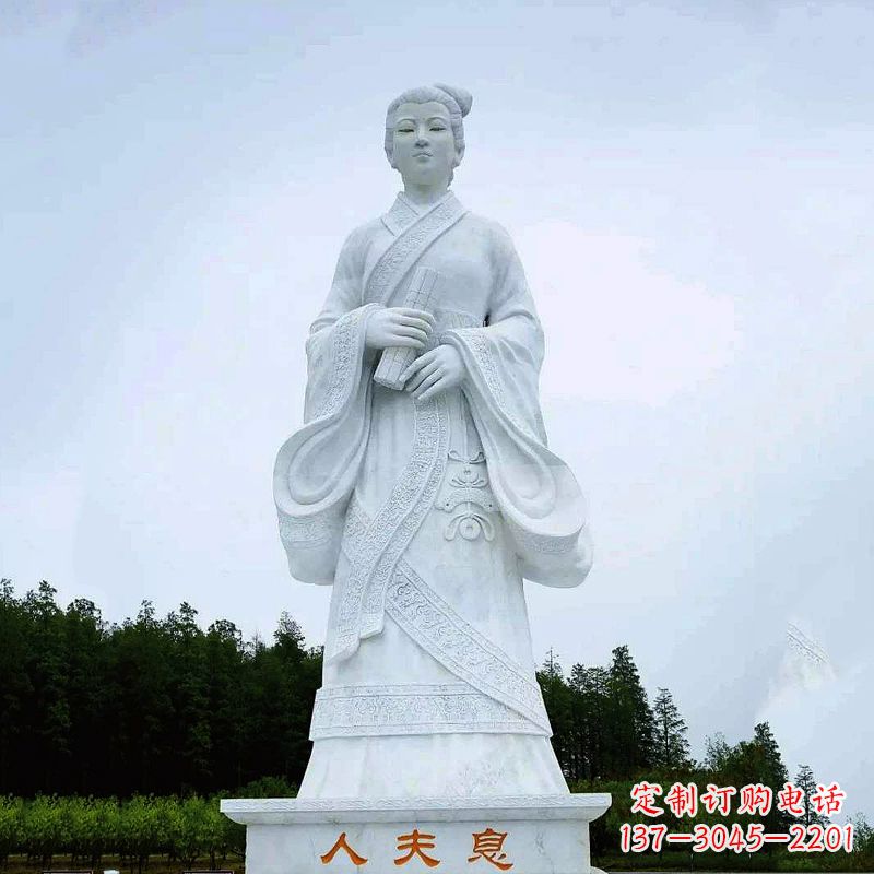 江苏桃花夫人息妫汉白玉雕塑-景区园林历史名人古代著名美女雕像