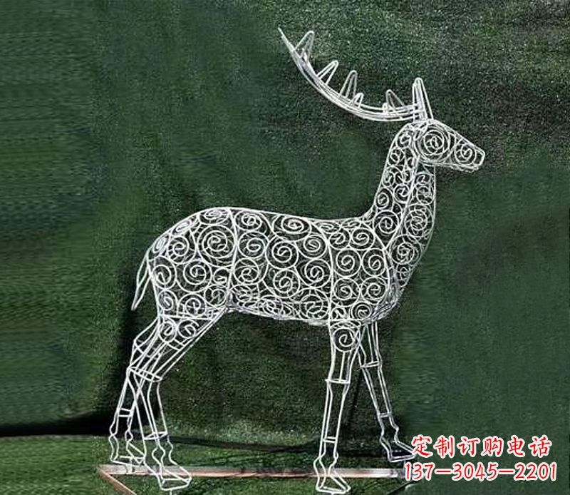江苏铁艺不锈钢镂空梅花鹿雕塑