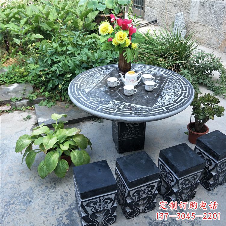 江苏庭院天然石桌凳
