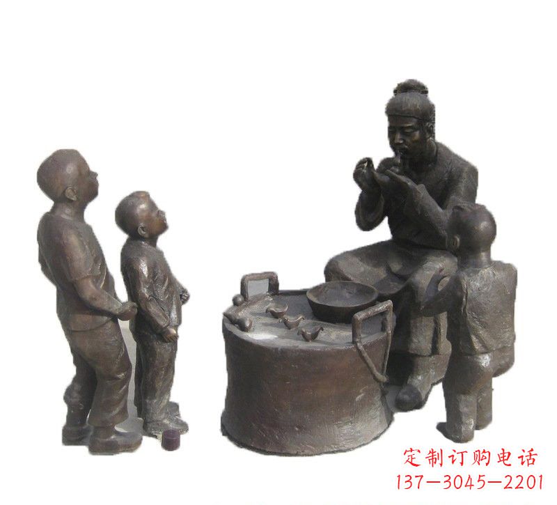 江苏铜雕吹糖人的古代人物