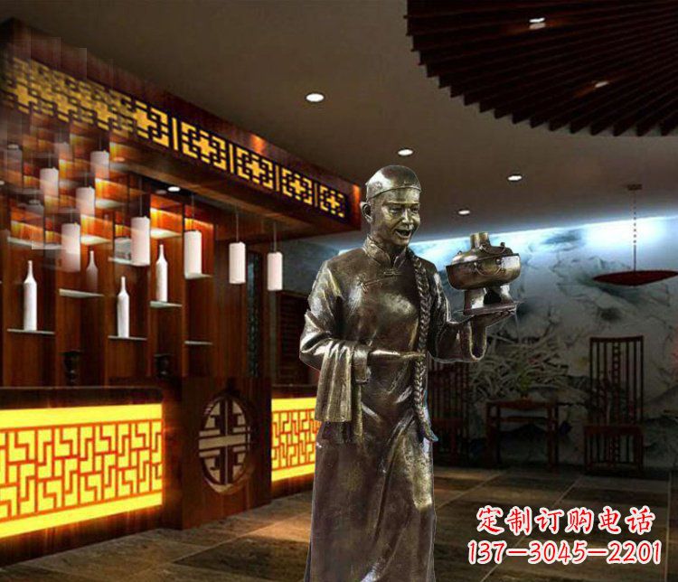 江苏铜雕店小二小品人物雕塑