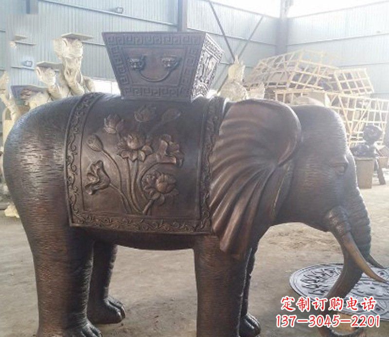 江苏铜雕吉祥大象园林动物摆件