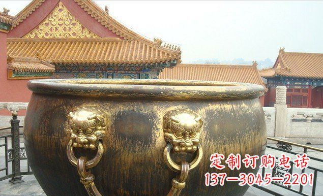 江苏铜雕水缸寺庙景观雕塑 (2)