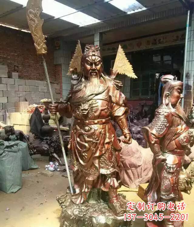 江苏铜雕武财神持刀关公雕塑