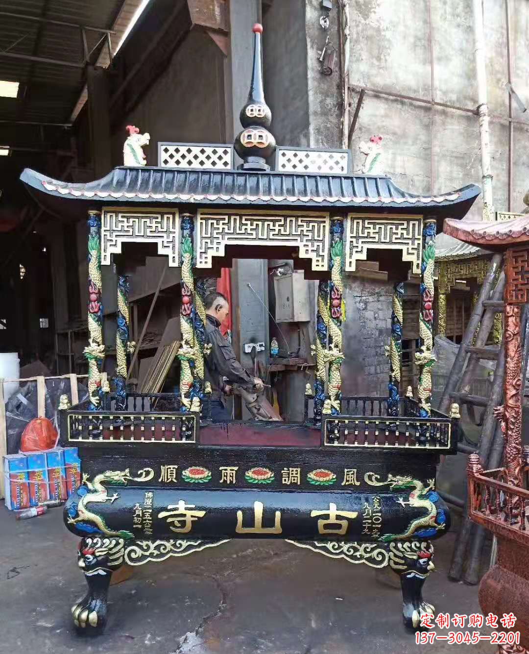 江苏铜雕香炉寺庙景观雕塑