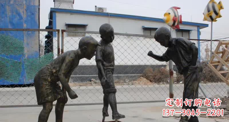 江苏玩陀螺人物铜雕
