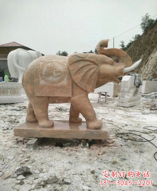 江苏晚霞红吉祥如意大象雕塑