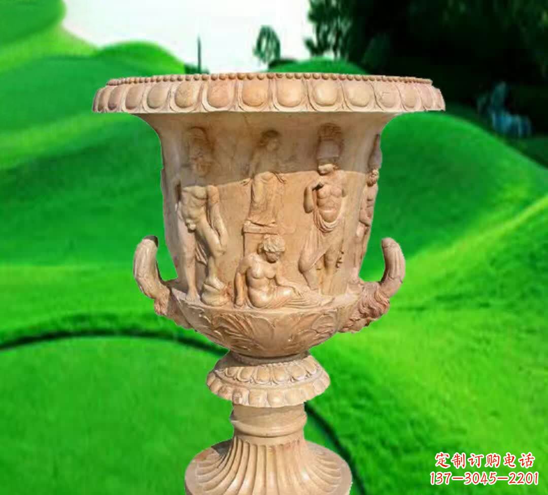江苏晚霞红欧式花盆石雕