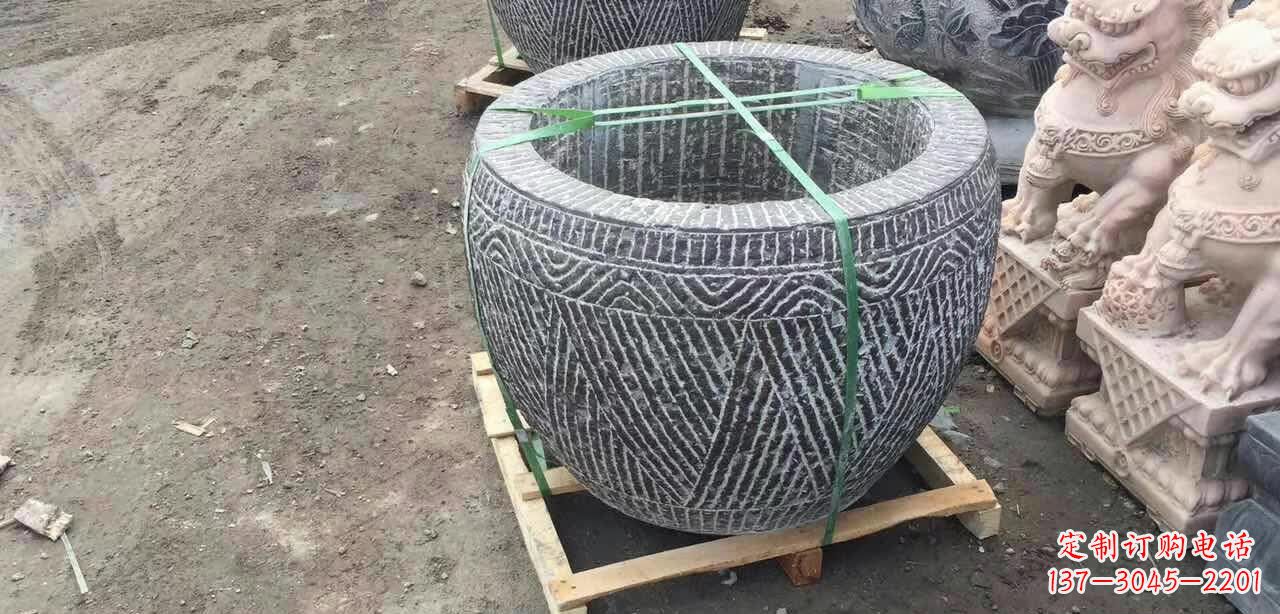 江苏纹理石浮雕水缸