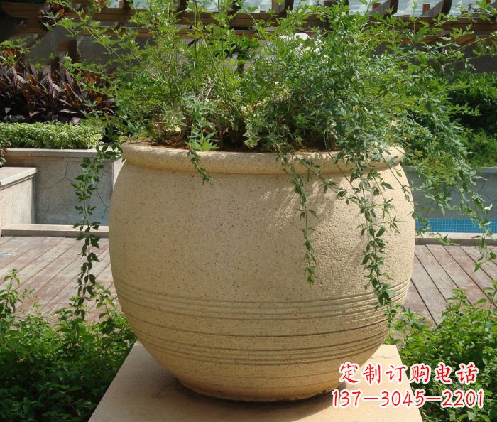 江苏小区景观大理石花盆石雕 (2)