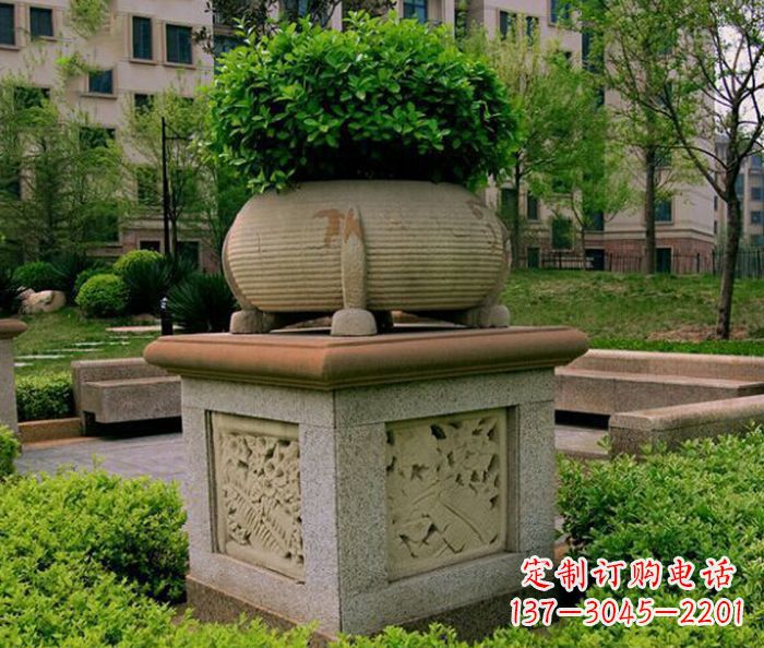 江苏小区景观大理石花盆石雕 (3)