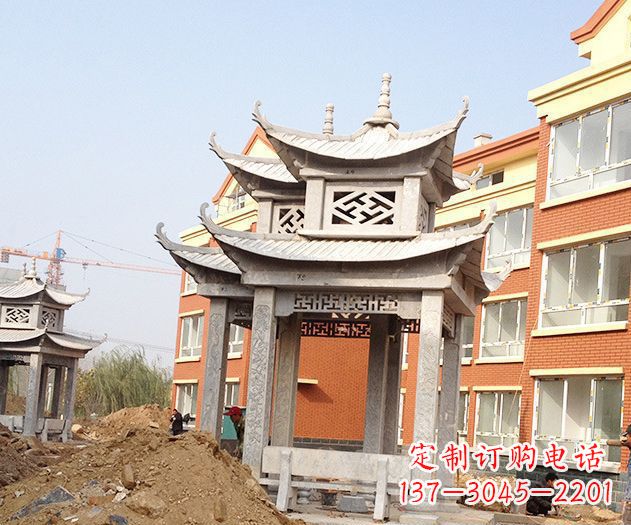 江苏小区景观大理石凉亭石雕