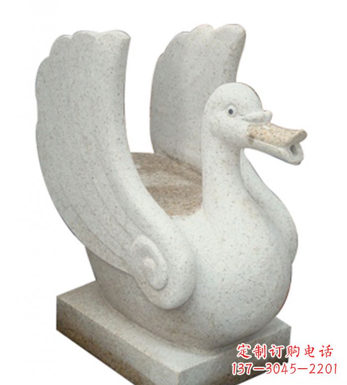 江苏小区景观大理石天鹅喷泉石雕 (2)