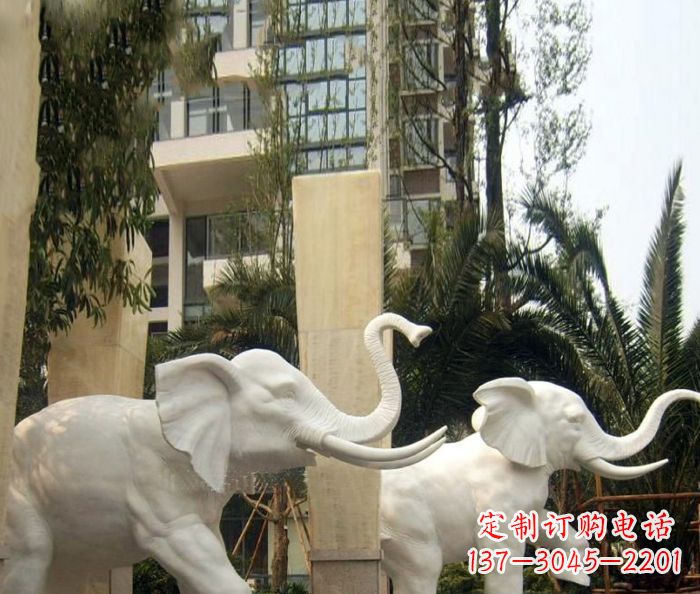 江苏小区景观汉白玉大象石雕