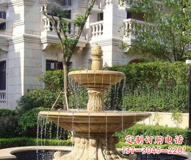 江苏小区景观晚霞红多层喷泉石雕 (4)