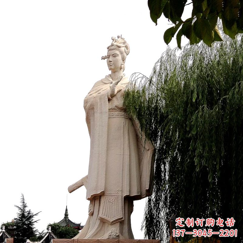 江苏虞姬砂岩石雕-景区园林古代人物著名美女雕像