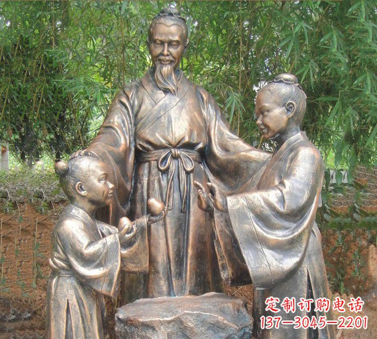 江苏寓言故事铜雕_孔融让梨