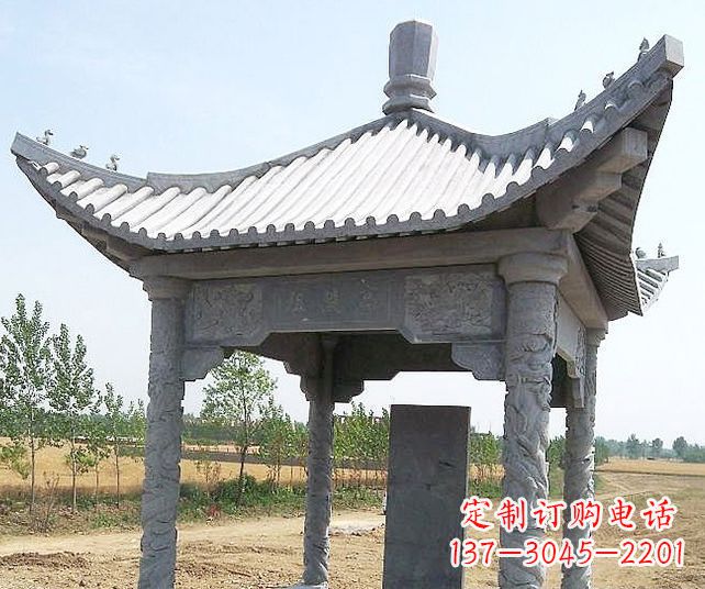 江苏园林景观单层石雕凉亭 (4)