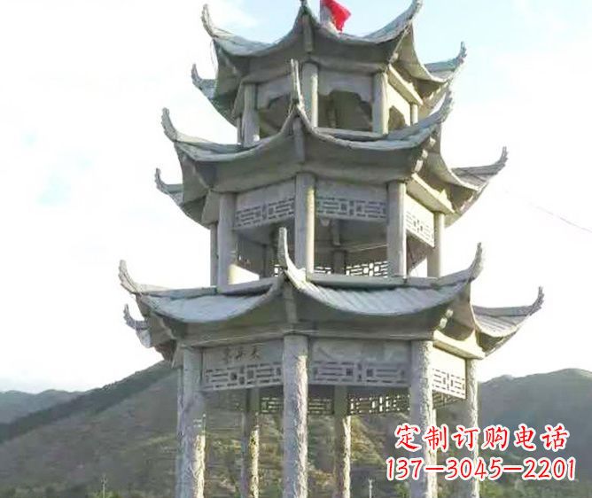 江苏园林景观多层凉亭石雕 (3)