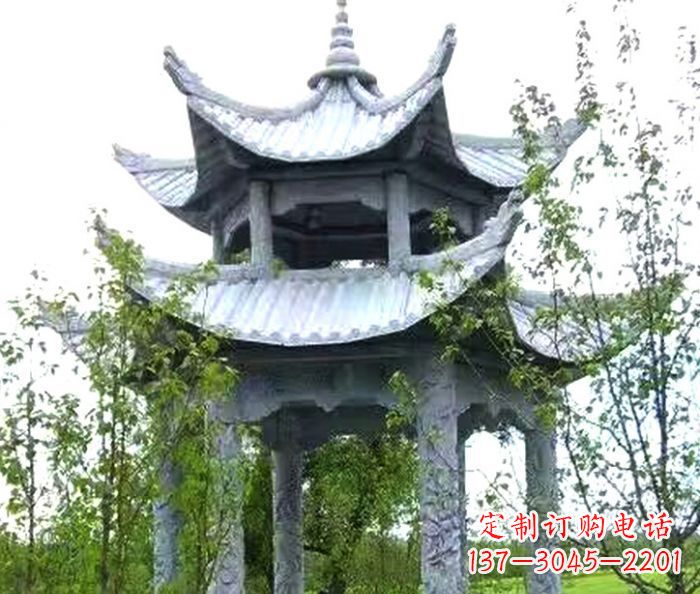 江苏园林景观仿古六角石凉亭