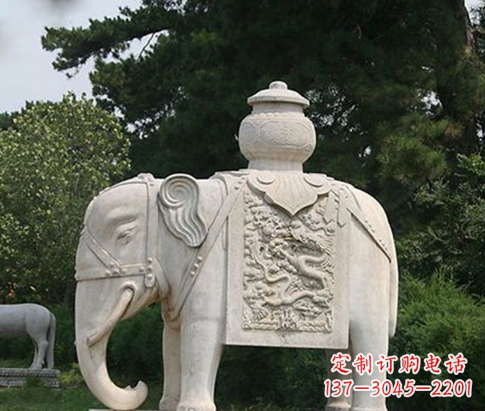 江苏园林景观驮宝大象石雕