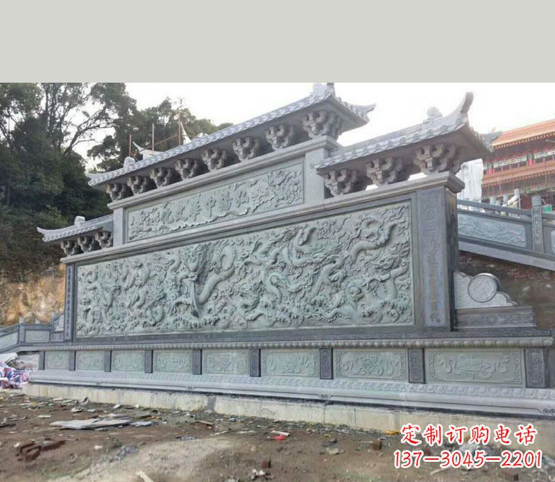 江苏园林九龙壁景观石雕 (2)