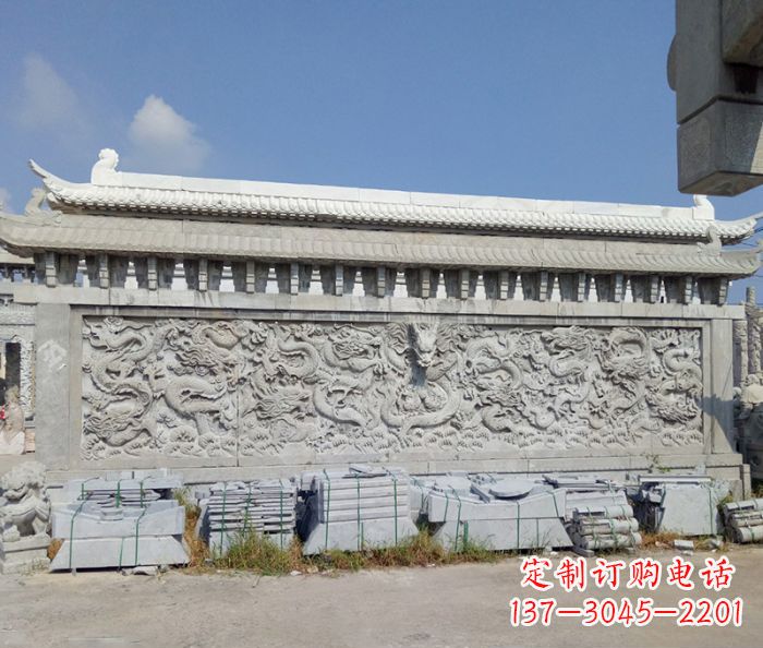 江苏园林九龙壁石雕影壁 (3)