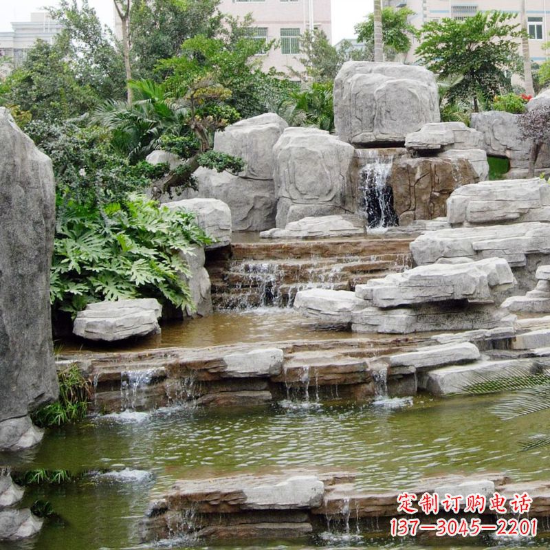 江苏园林石头假山流水