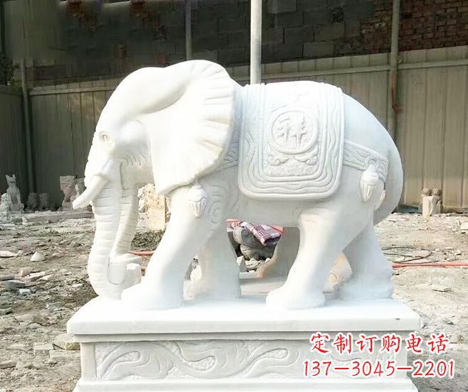 江苏招财动物汉白玉大象石雕 (3)