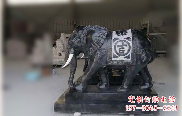 江苏中国黑石材大象雕塑