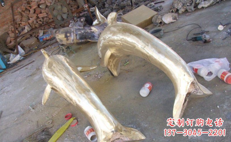 江苏铸铜海豚公园动物铜雕