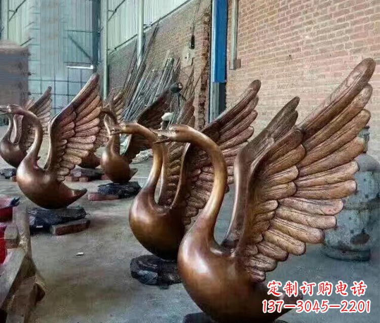 江苏铸铜天鹅喷水动物喷泉雕塑