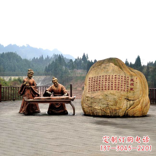 江苏卓文君与司马相如凤求凰公园景观雕塑-历史典故人物情景雕塑